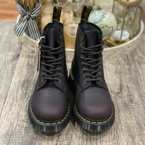 Dr. Martens 1460 Snowplow Cocoa Brown Leather Boots - Picture 5 of 16